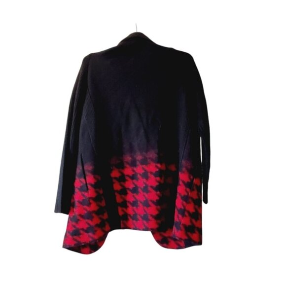 Parkhurst Boiled Wool Houndstooth Open Front Preppy Cardigan Coat L - Picture 2 of 6